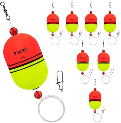 THKFISH 8PCS Angeln Slip Bobbers,Eva Schaumstoff Popping Floats beschwert Bobbers,Oval Integral Fishing Float,Slip Bobbers Schwimmer für Süßwasser und Salzwasser Inshore