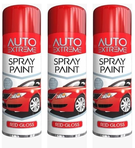 PNJB All Purpose Spray Paint Aerosol, Gloss Metal Plastic, Smooth Shiny Finish, Fast Drying Formulation, DIY Paint for Wood, metal, plastic, fabric, ceramics, Red (4 Pcs)