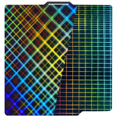 IdeaFormer Smooth Rainbow Mesh+Plaid PES Druckplatte Bambu Lab X1/X1C/X1E/P1P/P1S/A1, Smooth PES Spring Steel Platte Federstahl Druckbett für Bambus Lab 257x257mm
