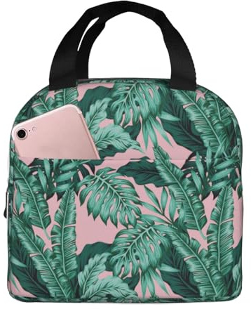 Bolsas de almuerzo aisladas para hombres y mujeres, trabajo, hojas de palma, bolsa térmica suave aislada para viajes, a prueba de agua, lonchera pequeña para adultos, para hombres y mujeres, bolsa de