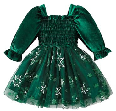 Winmany Bébé Filles Noël Dentelle Jupe Bambin à Manches Longues Velours Tutu Robe Noël Princesse Tenues de Mariage