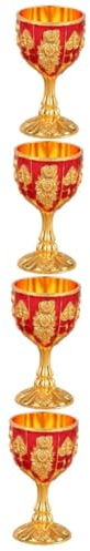 Cabilock 4 Pièces gobelet vintage tasse à café expresso gobelet européen verres à pied décor vintage mug vintage verre liqueur verres à vin décor de mariage gobelet en alliage calice rouge
