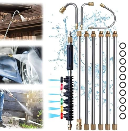 Ensemble de baguettes télescopiques haute pression 4000 PSI avec rallonge et accessoires de nettoyeur haute pression pour drainage de gouttière, toit et nettoyage des murs