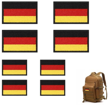 8Pcs Deutschland Patches Klett,5x8cm Deutschland Flagge Klett Patch,Deutschland Flaggen Patch Gestickt Abzeichen mit Klett,Klettverschluss Patches für Kleidung Weste Rucksack Uniform Militär Taktisch