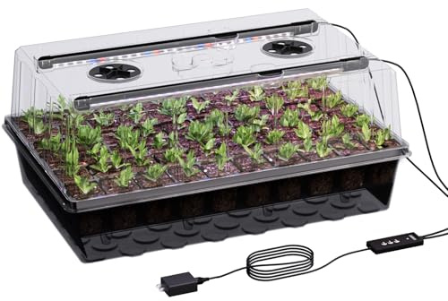 Patigrow 60-Zellen Selbstbewässernder Zimmergewächshaus Anzuchtkasten mit Wachstumslicht,Mini Gewächshaus Anzucht Set, Setzling Starter Tabletts, Treibhaus Anzuchtschale für Sämling Pflanze