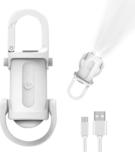 Minitork, LED-nyckelring ficklampa, mini ficklampa LED uppladdningsbar, USB-uppladdningsbar ficklampa nyckelring, med 7 lägen, med powerbank, för vandring och nödbelysning