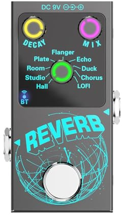 kowaku Gitarren-Reverb-Effektpedal, Reverb-Pedal mit 9 Modi, Effektpedal, LED-Anzeige, tragbares Gitarrenpedal für Auftritte auf Reisen