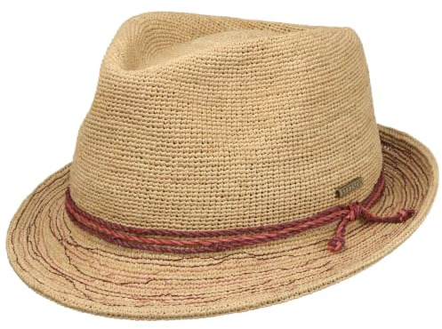 Stetson Mivella Crochet Trilby Raffiahut UV-Schutz Damen Herren Sommer Natur M (56-57 cm)