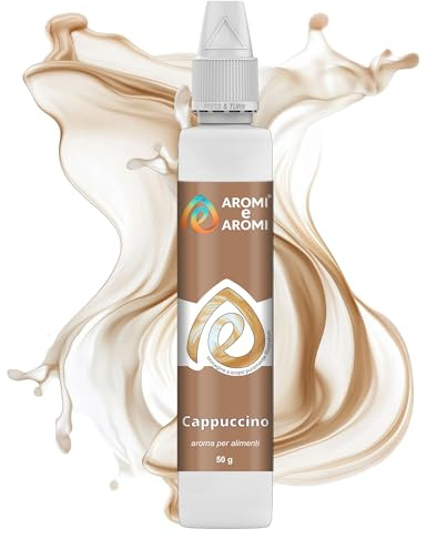AROMI E AROMI | Aroma Cappuccino - Aroma Alimentare in Gocce per Dolci da Forno, Torte, Gelato, e Biscotti | Prodotto Vegano a Zero Calorie | Prodotto 100% Made in Italy (50g)