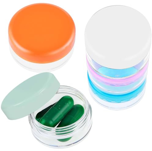 ElevateTech Kleine Pillendose, 5 Stück Mini Pillendose für die Tasche Handtasche Reise Pillen Organizer Box Tragbare Reise Pillendos Aufbewahrungsbehälter Ohrstöpsel-Etui, Blau/Orange/Rosa/Grün/Weiß