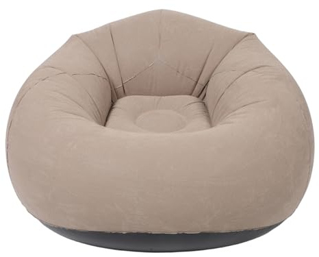 ARTSEWPLY Sofá Cama Tipo Puff Inflable Portátil para Adultos, Material Aterciopelado, Asiento Cómodo y Antideslizante, Diseño Ergonómico, para Camping, Barbacoas y Exteriores, Color Café