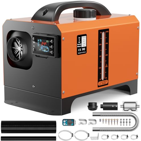 Riscaldatore diesel 12V, riscaldatore d'aria portatile da 8KW con interruttore LCD e telecomando, tutto in uno, riscaldatore diesel per parcheggio con serbatoio del carburante da 5L/1,3Gal, riscalda