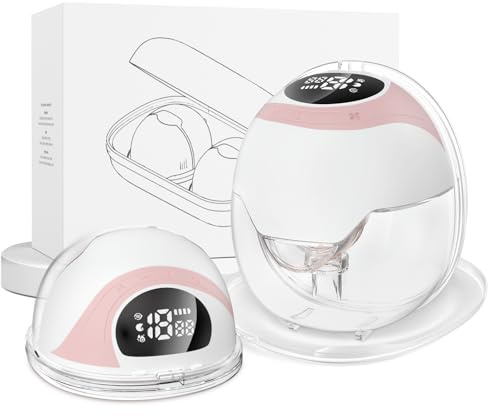 Electric Breast Pump with 3 Modes and 15 Levels, Wearable Breast Pump with Intelligent Display, Low Noise, Portable Hands Free Breast Pumps with 4 Flanges in Sizes 18/20/22/24mm (2 Pack)