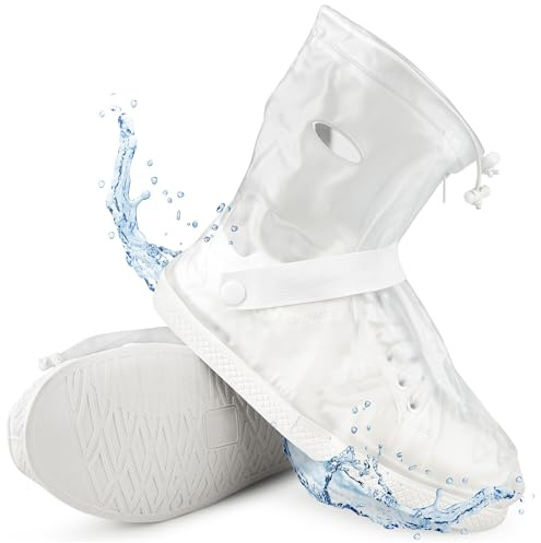 SULPO Copriscarpe Impermeabili con Suola Antiscivolo, Protezione dalla Pioggia per Scarpe, Copriscarpe per Bicicletta e Moto, con Chiusura a Zip, Riutilizzabili Taglie: 35-48