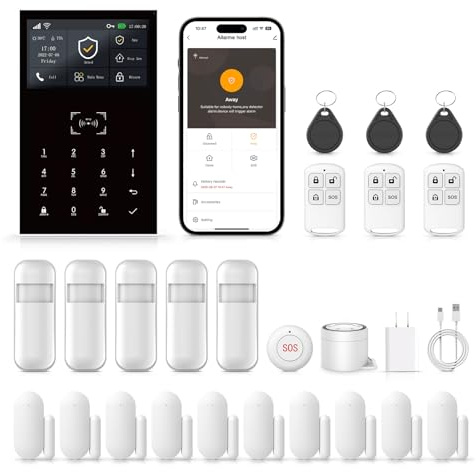 XNH Home Monitoring Alarmpaket: App-basiertes Alarmsystem, Alexa-Unterstützung, Tür- und Fenstersensoren, Bewegungserkennung