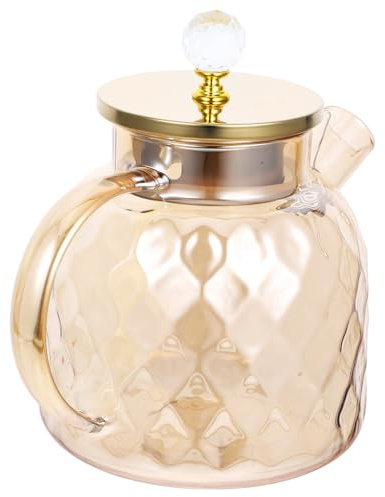 Amosfun Carafe en Verre Borosilicate Ambré 1,5l avec Couvercle, Pichet à Eau Cuisine Grosse Capacité, Pot à Eau en Verre pour Boissons Fraîches et Jus, Usage Domestique et Salon