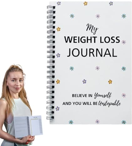 Journal de perte de poids | Journal de régime alimentaire pour la perte de poids, carnet de régime quotidien, carnet de fitness, suivi de la santé, planificateur de bien-être pour hommes, femmes et pe