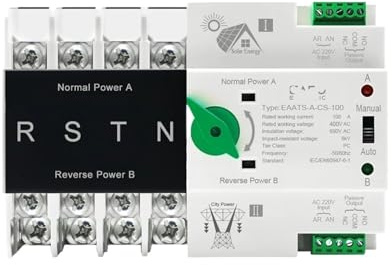 ATS 2P 4P DIN Rail for photovoltaïque et onduleur double puissance sélecteur de transfert automatique commutateur sans interruption 100A 220V(Ac110v,4P)