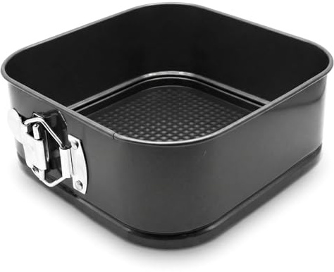 Lawnrden Tortiera quadrata, teglia quadrata, teglia a cerniera in acciaio al carbonio antiaderente con fondo rimovibile per torte, 20 cm