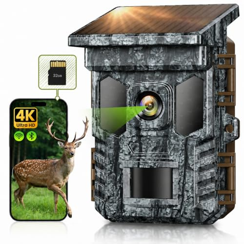 VIDVIS 4K 64MP Wildkamera mit Handyübertragung App, WLAN und 4 Stromquellen | 0,2s Auslösezeit, Inklusive 32GB SD Karte, IP66, Wildtierkamera mit Bewegungsmelder Nachtsicht, Garten, Hof & Außenbereich