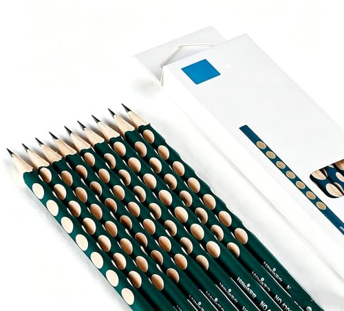 Bamyli 12 matite sottili HB – Matite da scrittura ergonomiche con impugnature, matite educative per una corretta postura di scrittura, forniture scolastiche, ideali per studenti e principianti