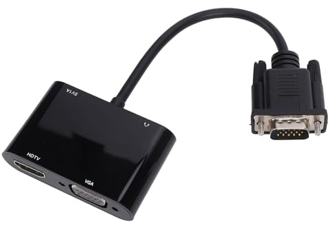 Erchineko Adattatore VGA a HDMI con Cavo Audio, Convertitore Video per Doppio Monitor 1080P, Alimentazione USB, Plug and Play, per PC Portatile da Desktop a Monitor TV Proiettore
