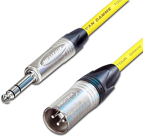 Male XLR to ¼ TRS Jack Lead. Balanced Van Damme Mic Cable. Short 10m 6m 3m 20m (50cm, Yellow)