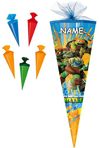 alles-meine.de GmbH Set Schultüte + 5 kleine Zuckertüten - Teenage Mutant - Hero Ninja Turtles - 35 cm - rund - incl. Name - mit Tüllabschluß - Zuckertüte - mit/ohne Kuns..
