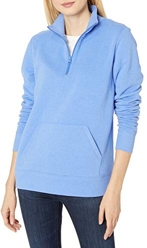Amazon Essentials Maglione a Maniche Lunghe in Pile con Cerniera a un Quarto (Disponibile in Taglie Forti) Donna, Blu Puntinato, M