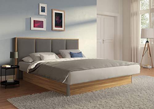 SuMa - komplettes Wasserbett 200x210 dual freistehend m. Sockel Wildeiche und Kopfteil Quaddro, Farbe lightgrey 200x210 cm