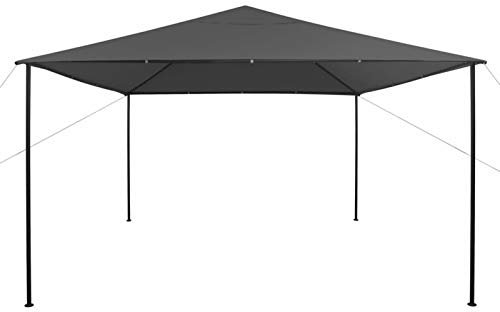 Kshzmoto Pavillon mit Stahlrahmenkonstruktion im Freien, praktischer Familienpavillon im modernen Stil Partypavillon Gartenpavillon 4 x 4 x 2,7 m -Anthrazit