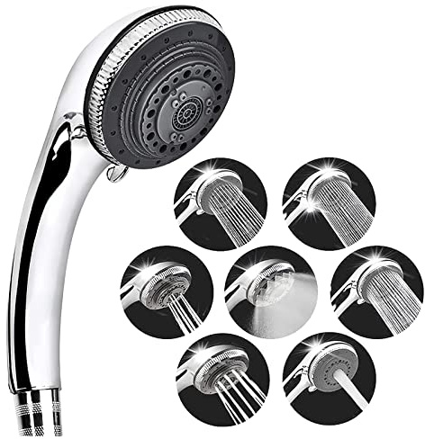 EocuSun Shower Head, 7 Mode Settings Pressure Boosting Shower Head Water Saving Bathing for Adults Children Pets Home and Gym Use
