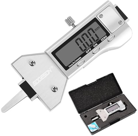GODESON Medidor Profundidad Neumaticos Digital Metal,Profundimetro Neumaticos 25.4 mm Pantalla LCD, Medición Profesional Precisión Para Motocicleta, Coche, Camione