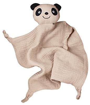 ISAKEN Schmusetuch Schnuffeltuch mit Panda Köpfchen, Baby Schnuffeltuch Schnuffeltücher Babyspielzeug Musselin Schmusetuch als Baby Geschenk zur Geburt von Junge Mädchen