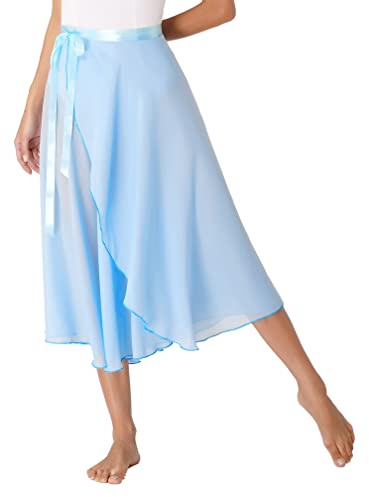 Agoky Damen Ballett Wickelrock Chiffon Ballettrock Tanz Rock Lange Maxi Röcke zum binden Ballett Tanz Bekleidung Einheitgröße