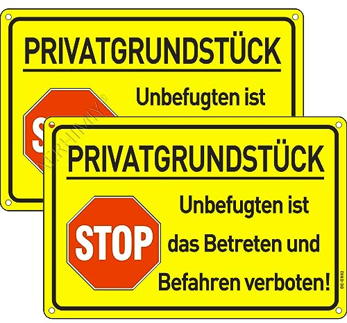 Privatgrundstück Schilder Metall Reflektierend 20x30 cm, Privatgrundstück Betreten und Befahren Verboten Schild Aluminium UV-beständig, Wasserfest, Rostfrei, mit Bohrlöcher