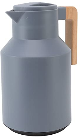 Topyond 1L Thermal Coffee Carafe with Wooden Handle, Insulated Teapot, Double Wall Vacuum Insulation for Heat Retention, Ideal for Coffee, Tea, Juices at Home or Office