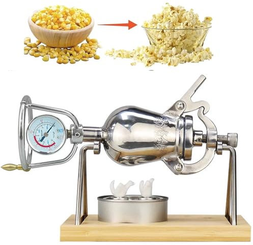 SOYPAX DIY Hand Popcorn Maker 304 Edelstahl Korn Verstärker Vintage Nostalgie Mini Popcorn Popper Hochdruck Popcorn Maschine Home Use,520ml