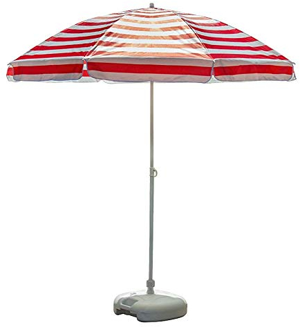 IFCXA Ombrellone da spiaggia e patio, impermeabile da 2 m, con 8 stecche in filo di acciaio, motivo a righe rosse e bianche, per pesca e campeggio