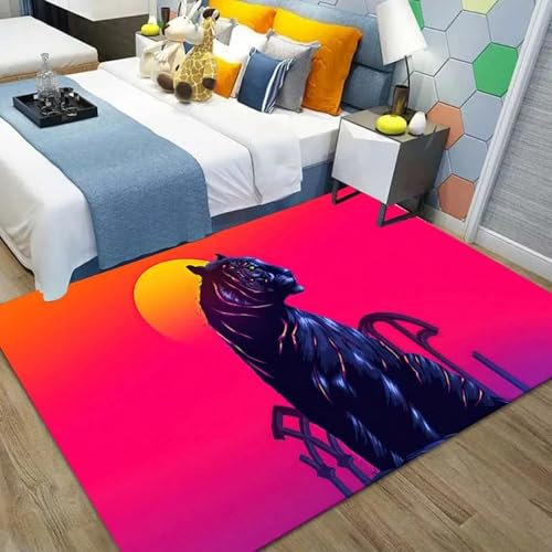 3D Gedruckt Bettvorleger rutschfeste Area Teppich, Tiger-Tierwelt 3D Optische Illusion Teppiche Weich Flanell Bodenteppich Wohnzimmer Schlafzimmer Throw Runner Teppiche Low Profile Türmatten- 80-2G8Z