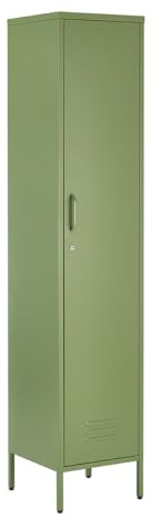 MMT Furniture Metal Locker Cabinet with Lockable Storage Cupboard Slim One Door (Green, 180 cm)