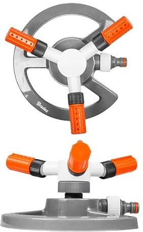 Aspersor circular para césped, 3 brazos, 85 m², color blanco