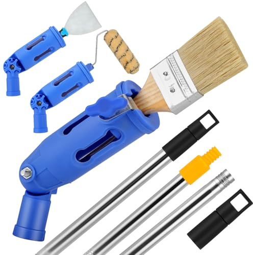 Extendable Paint Brushes Holder with 160° Adjustable Angle & 1m Universal Paint Brush Extension Pole fits Most Rollers & Scrapers for Painting Walls Ceiling, Multi-Angle Adjustable Paint Brush Set