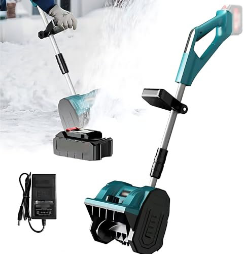 Pala de Nieve eléctrica inalámbrica de 5 baterías, barredora de Nieve de Empuje Manual de 30 cm, con Mango Frontal Ajustable y Poste telescópico, Placa direccional, con baterías y Cargador,