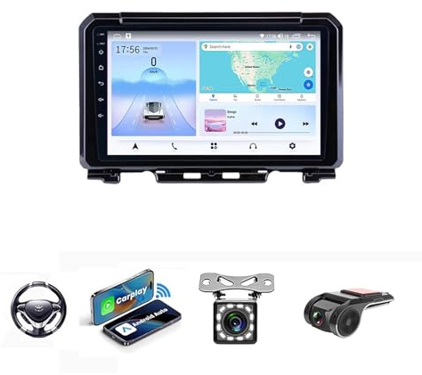 BOJONI Android 13 Autoradio 2 Din in-Dash Radio avec Car-Play Android Auto, 9 Pouces Screen RDS Dab+ Radio/Caméra de recul pour Suzuki Jimny JB64 2019-2020(NF-5 8Core 4+64G)