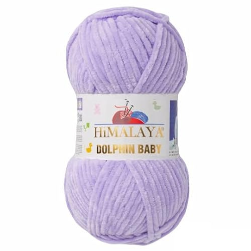 Himalaya Dolphin Baby Wolle Garn Baumwolle Strickwolle zum Stricken häkeln super Bulky Chenille Garn Wolle Strickgarn 100g 120m Polyester Elomnia (80305 Helles Lila)