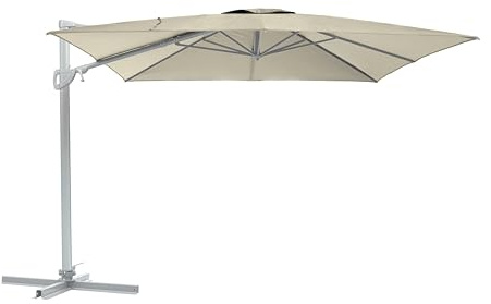 METRO Professional Sombrilla Colgante Cuadrada, Aluminio/Poliéster, 3 x 3 m, Apertura por Manivela, Giro de 360°