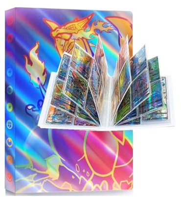 Álbum para Cartas 4 Bolsillos, Álbum para Cartas Coleccionables, Transparente e Impermeable para Tarjetas de Tamaño Estándar, 30 Páginas Pueden Contener 240 Tarjetas (IU3)