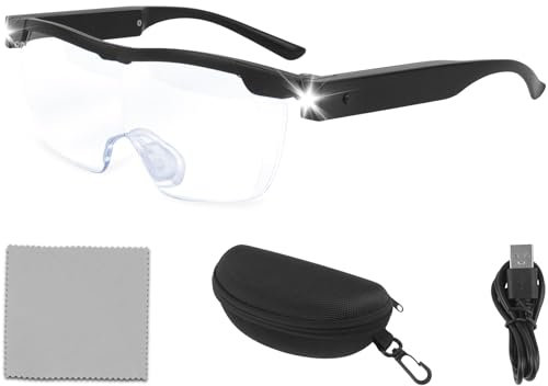 Magnifying Glasses with USB Rechargeable LED Light 200% Magnification, Anti-Blue Light, Hands-Free Head-Mounted Design for Close Work, Hobbies, Reading, and Craft Activities.