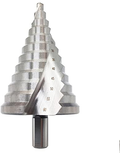 FonFou 6–60 mm, 12 Stufen, for Aluminium, Metall, Holz, große Spiralnut, Stufenbohrer, HSS-Kegelbohrer, Lochschneider, gestuft